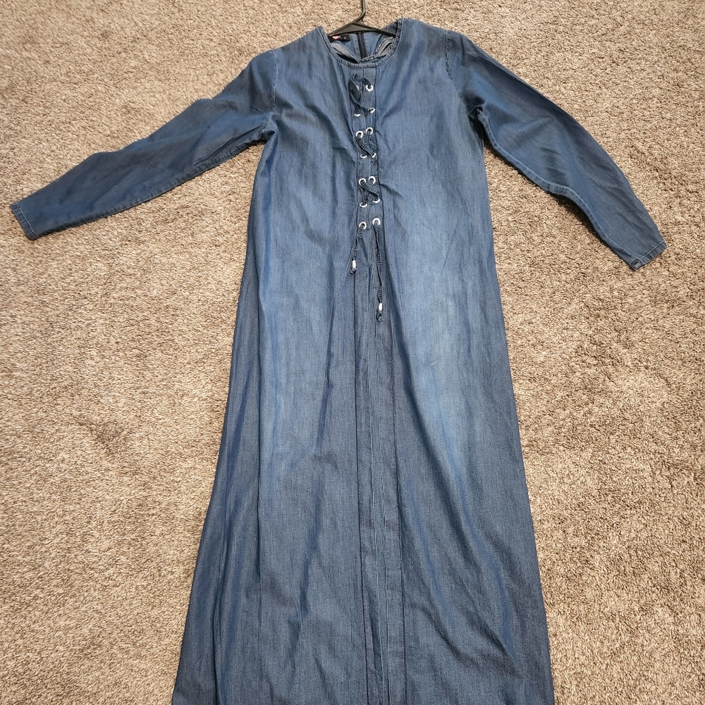 Pink Lady Muslim blue dress Abaya size Small